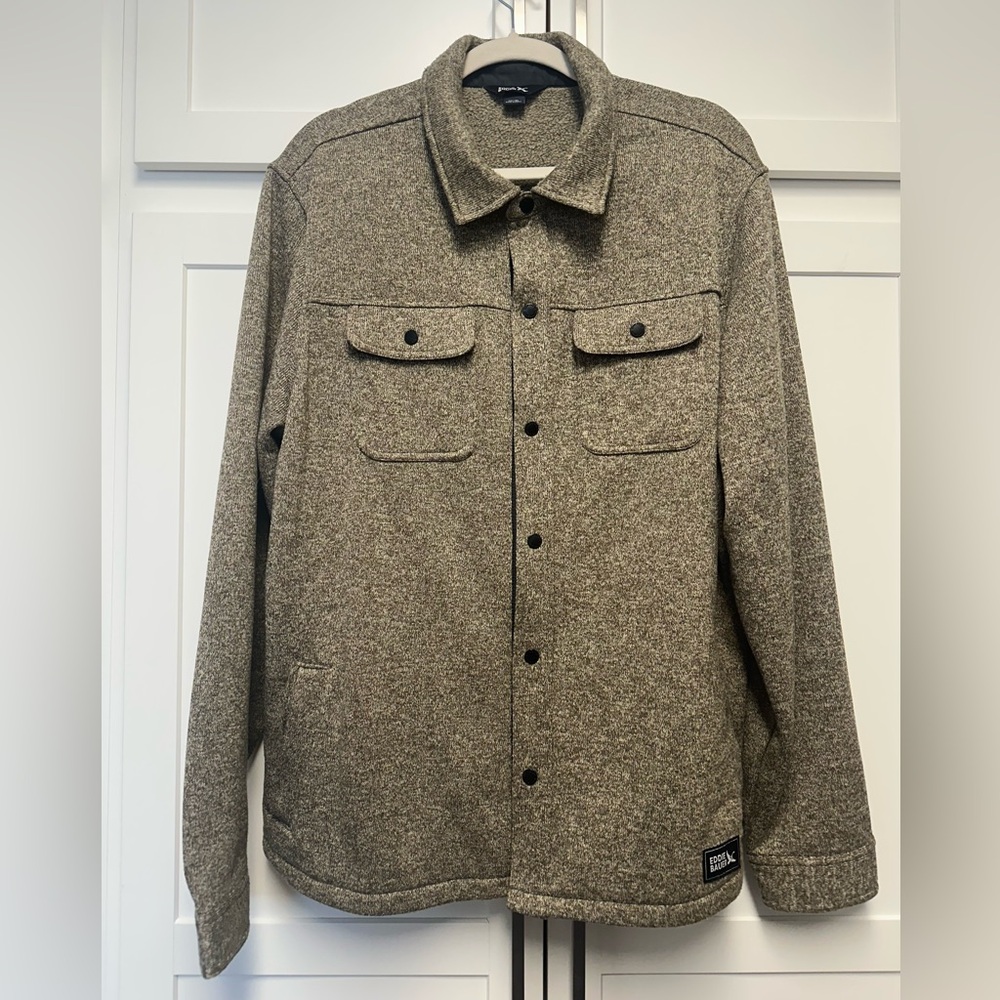 Eddie Bauer Men's Brown Snap Knit Shirt Jacket, SZ XL